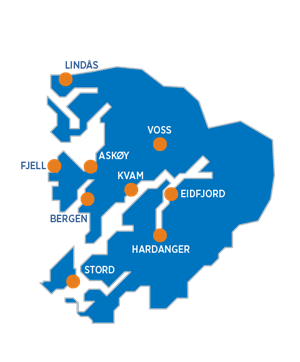 kart over Hordaland