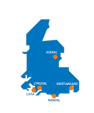 Kart over Vest-Agder